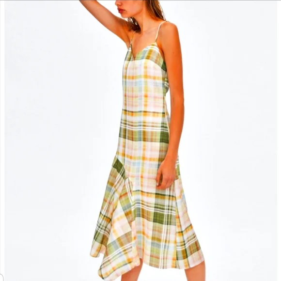 Zara Check Camisole Dress Spaghetti Straps Size M